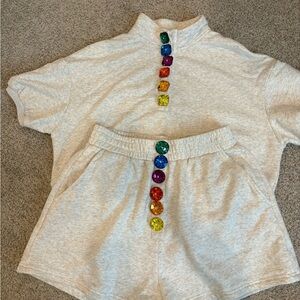 Gray Set with Colorful Gem Accents